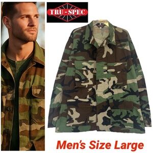 Camo Shacket Shirt Jacket Thick Medium Weight Camouflage Green Grey Size Large